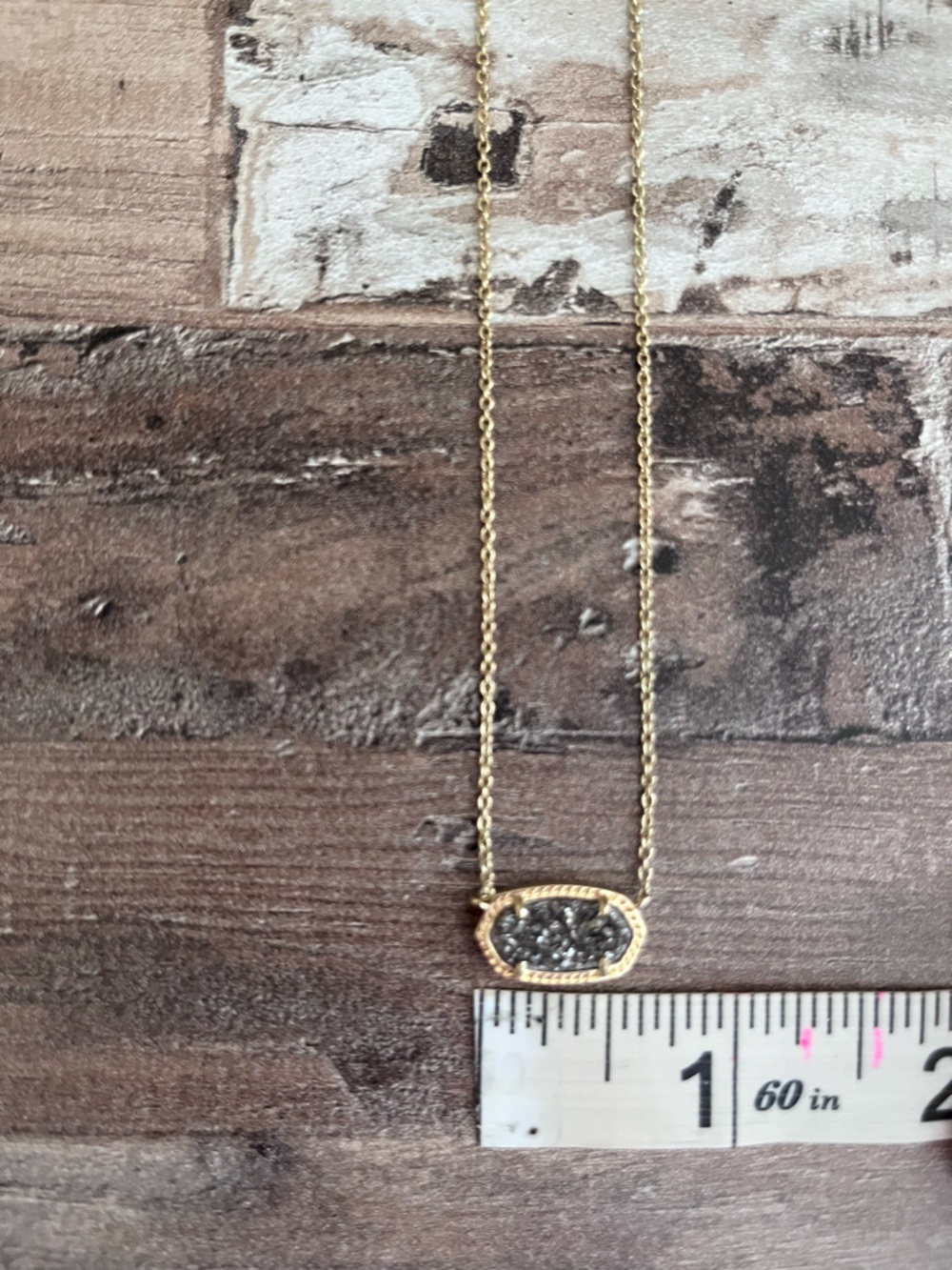 SALE! Kendra Scott Gold Elisa Platinum Druzy Pendant Necklace! - Picture 4 of 8